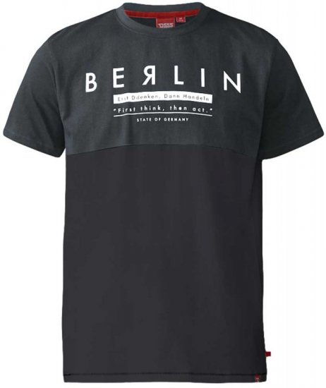 D555 Hamish T-shirt Charcoal & Black - T-shirts - Grote Maten T-shirts Heren
