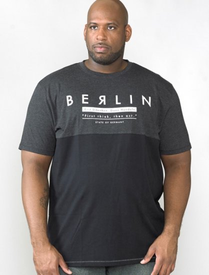 D555 Hamish T-shirt Charcoal & Black - T-shirts - Grote Maten T-shirts Heren
