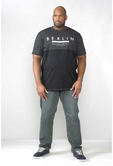 D555 Hamish T-shirt Charcoal & Black - T-shirts - Grote Maten T-shirts Heren