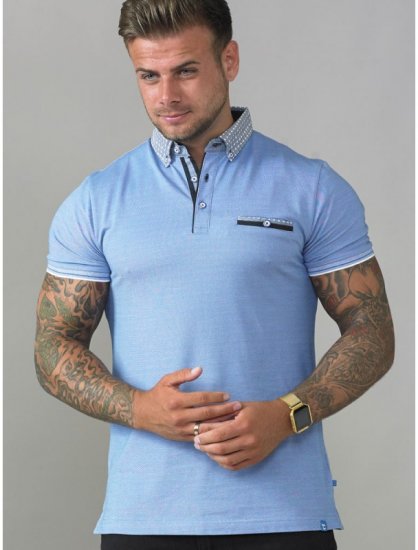 D555 Journey Fine Melange Polo Blue - Polo shirts - Grote Maten Poloshirts Heren