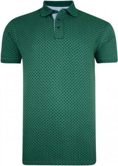 Kam Jeans 5224 Diamond Print Polo Pine - Polo shirts - Grote Maten Poloshirts Heren