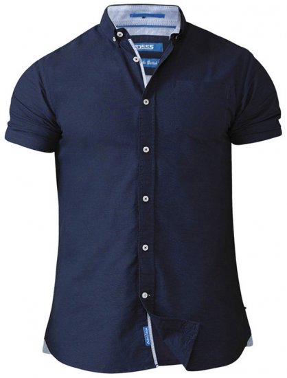 D555 Norman Short Sleeve Oxford Shirt Navy - Overhemden - Overhemden Grote Maten Heren