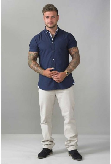 D555 Norman Short Sleeve Oxford Shirt Navy - Overhemden - Overhemden Grote Maten Heren