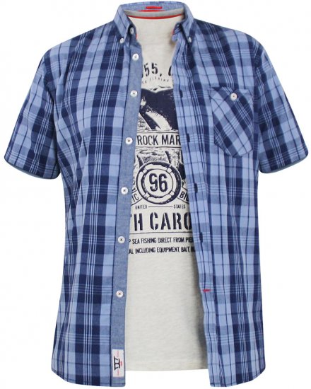 D555 Genoa Short Sleeve Shirt & T-shirt Combo - Overhemden - Overhemden Grote Maten Heren