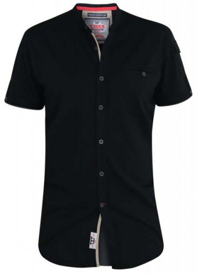 D555 Archer Collarless Shirt Black - Overhemden - Overhemden Grote Maten Heren