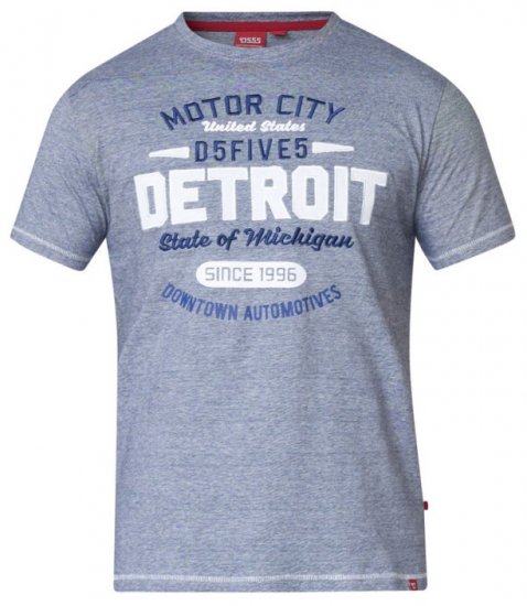 D555 Darcy Embroidered T-shirt Blue - T-shirts - Grote Maten T-shirts Heren