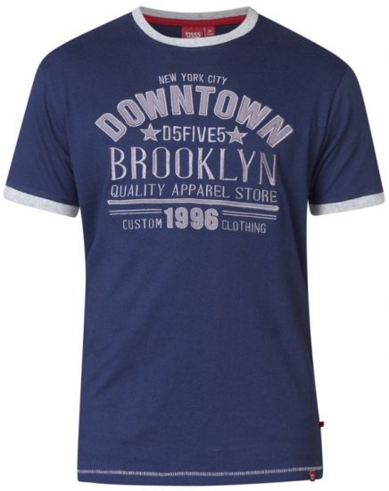 D555 Hatter T-shirt Navy - T-shirts - Grote Maten T-shirts Heren