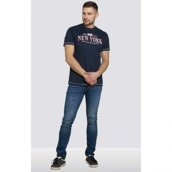 D555 Thornton Embroidery T-shirt Navy - T-shirts - Grote Maten T-shirts Heren