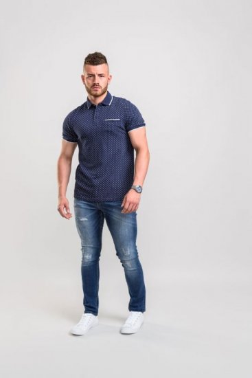 D555 Rogers Printed Polo Navy - Polo shirts - Grote Maten Poloshirts Heren