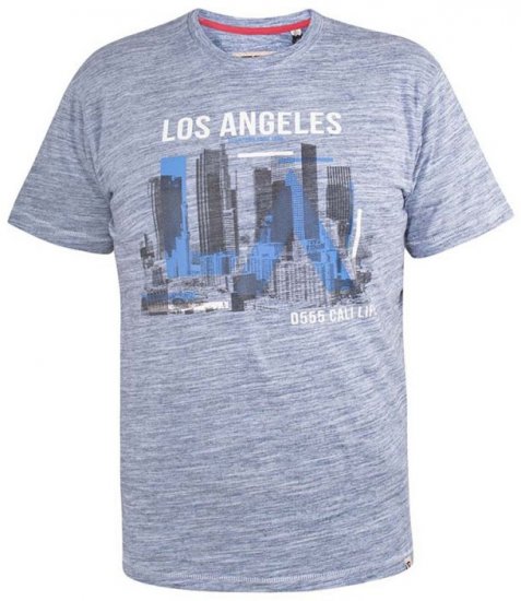 D555 Hobart LA Printed T-Shirt Blue - T-shirts - Grote Maten T-shirts Heren