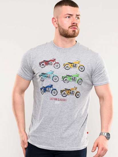 D555 Bathurst Custom Classics Motorbike Printed T-Shirt Grey - T-shirts - Grote Maten T-shirts Heren