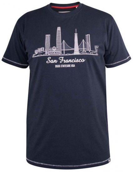 D555 Randwick San Francisco Printed T-Shirt Navy - T-shirts - Grote Maten T-shirts Heren