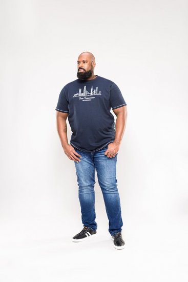 D555 Randwick San Francisco Printed T-Shirt Navy - T-shirts - Grote Maten T-shirts Heren