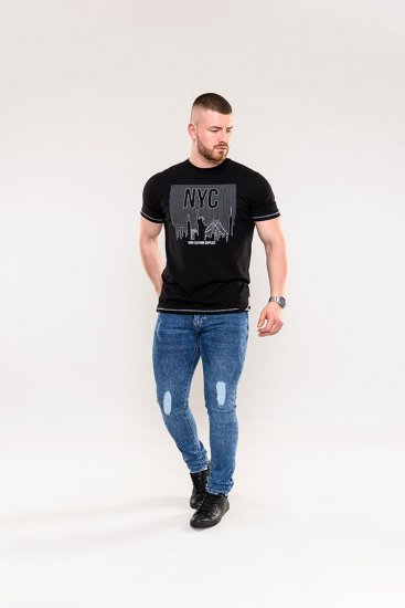 D555 Willoughby NYC Dot Printed T-Shirt Black - T-shirts - Grote Maten T-shirts Heren