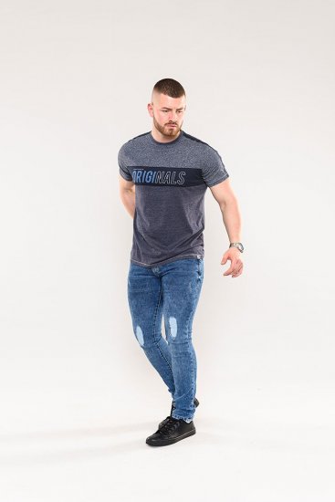 D555 Anson Originals Printed T-shirt Denim Marl - T-shirts - Grote Maten T-shirts Heren