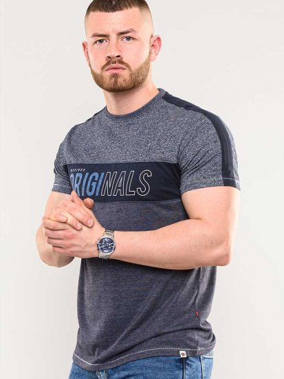 D555 Anson Originals Printed T-shirt Denim Marl - T-shirts - Grote Maten T-shirts Heren