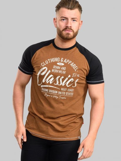 D555 Charmouth Raglan Sleeve Printed T-Shirt - T-shirts - Grote Maten T-shirts Heren