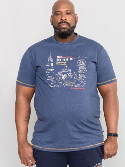 D555 DEBDEN NYC Night Skyline T-Shirt - T-shirts - Grote Maten T-shirts Heren