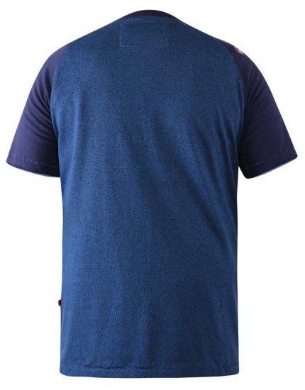 D555 Porter Raglan Sleeve Printed T-Shirt Blue - T-shirts - Grote Maten T-shirts Heren