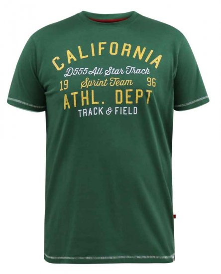 D555 Parnwell California Athletics Printed T-Shirt - T-shirts - Grote Maten T-shirts Heren