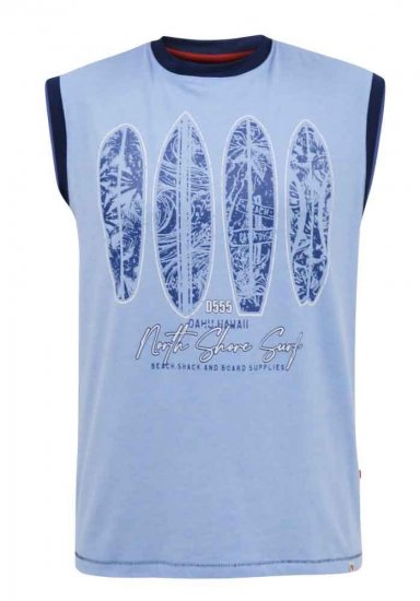 D555 Bretton Surf Board Printed Sleeveless T-Shirt - T-shirts - Grote Maten T-shirts Heren