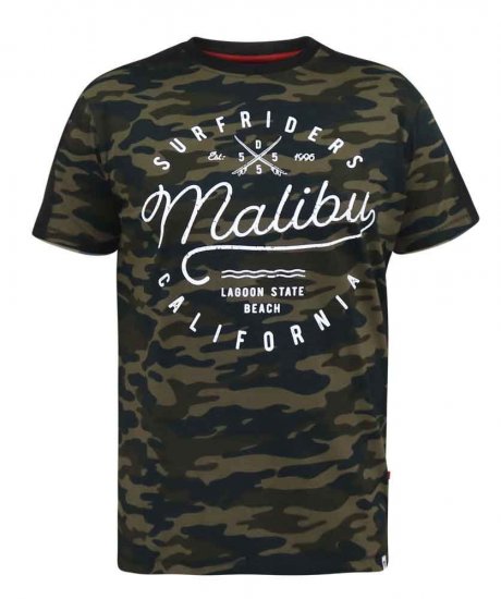 D555 Sullivan Ao Camo T-Shirt With Chest Print - T-shirts - Grote Maten T-shirts Heren