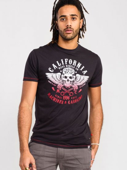 D555 Charles California Rebel Skull Printed T-Shirt - T-shirts - Grote Maten T-shirts Heren