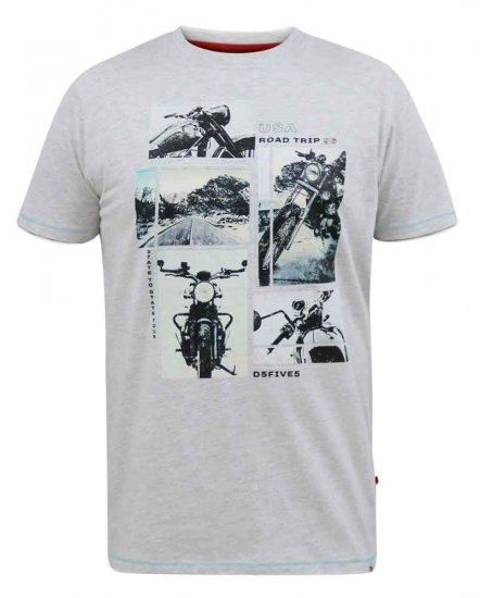 D555 Trafford Bike Photo Printed T-Shirt White - T-shirts - Grote Maten T-shirts Heren