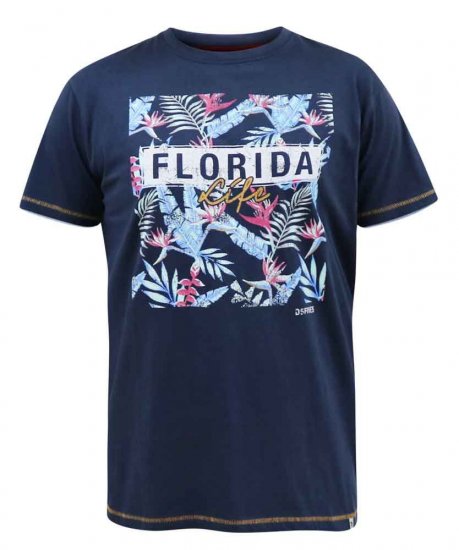 D555 Prestwick Florida Floral Printed T-Shirt - T-shirts - Grote Maten T-shirts Heren