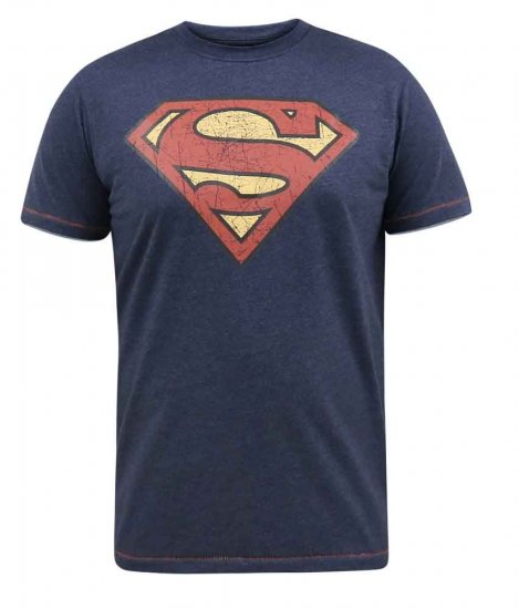 D555 Scampton Official Superman Printed T-Shirt Navy - T-shirts - Grote Maten T-shirts Heren