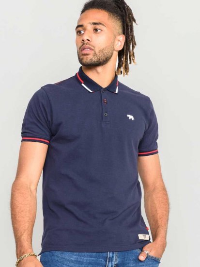 D555 Sloane Polo Shirt With Chest Embroidery Navy - Polo shirts - Grote Maten Poloshirts Heren