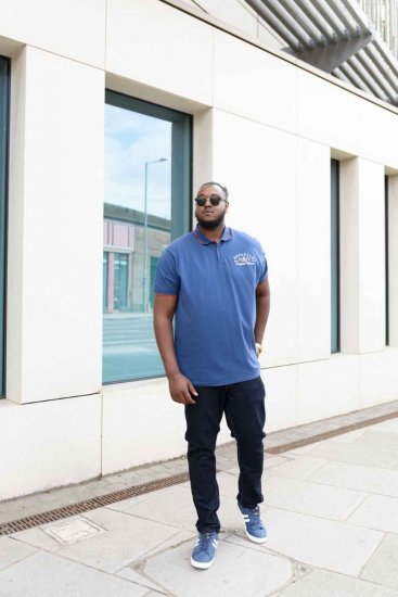 D555 Canning Chest Embroidery Polo Shirt Denim - Polo shirts - Grote Maten Poloshirts Heren