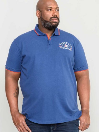 D555 Canning Chest Embroidery Polo Shirt Denim - Polo shirts - Grote Maten Poloshirts Heren