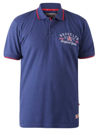 D555 Canning Chest Embroidery Polo Shirt Denim - Polo shirts - Grote Maten Poloshirts Heren