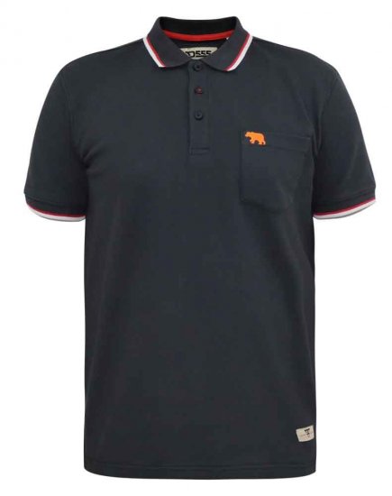 D555 Kirby Birdseye Pique Polo Black - Polo shirts - Grote Maten Poloshirts Heren