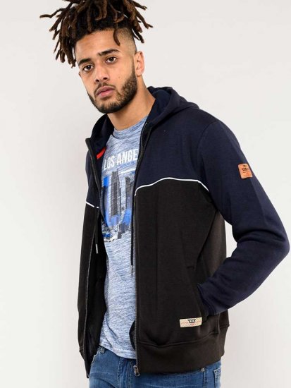 D555 Vincent Full Zip Hoody With Chest And Sleeve Piping Detail - Sweaters & hoodies - Sweaters & Hoodies Grote Maten Heren
