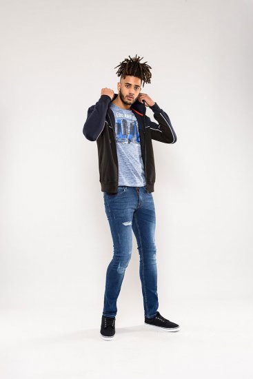 D555 Vincent Full Zip Hoody With Chest And Sleeve Piping Detail - Sweaters & hoodies - Sweaters & Hoodies Grote Maten Heren