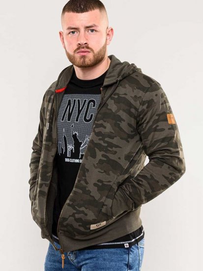 D555 Antonio Camo Printed Zip Through Hoody - Sweaters & hoodies - Sweaters & Hoodies Grote Maten Heren