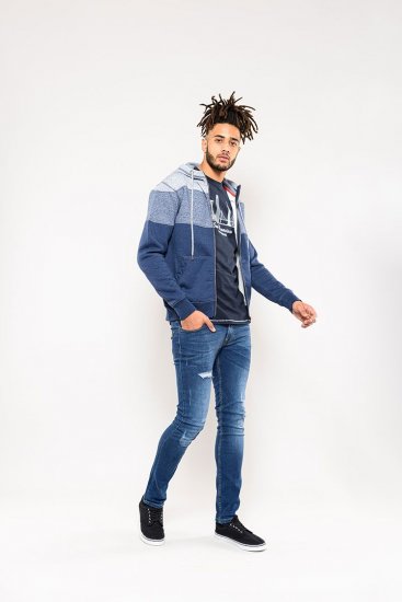 D555 Columbus Cut And Sew Panelled Zip Through Hoody Blue - Sweaters & hoodies - Sweaters & Hoodies Grote Maten Heren