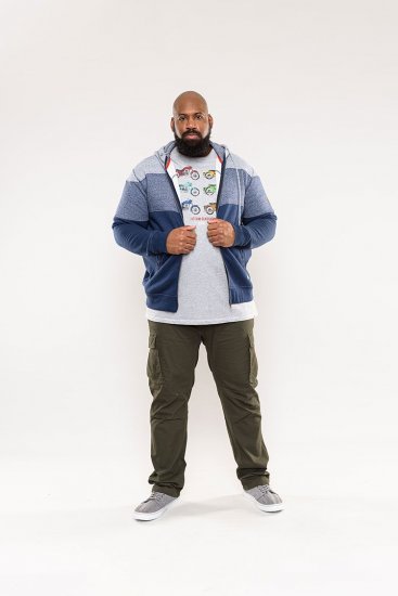 D555 Columbus Cut And Sew Panelled Zip Through Hoody Blue - Sweaters & hoodies - Sweaters & Hoodies Grote Maten Heren
