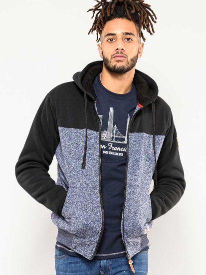 D555 Allen Zip Through Hoody With Sherpa Lining - Sweaters & hoodies - Sweaters & Hoodies Grote Maten Heren