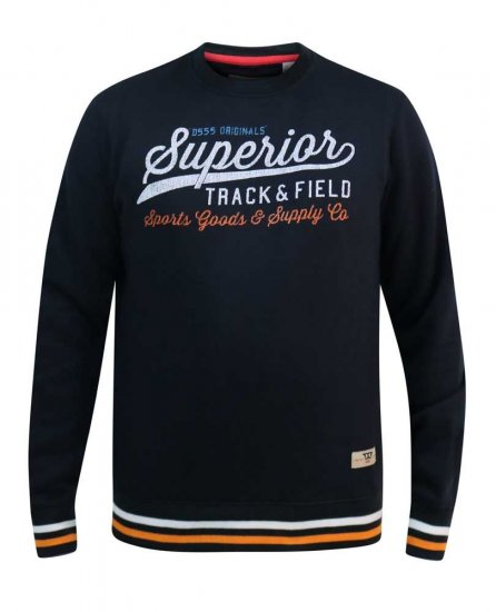 D555 Marlow Printed Crew Neck Sweatshirt Navy - Sweaters & hoodies - Sweaters & Hoodies Grote Maten Heren