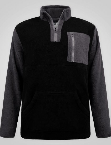 D555 Daly Quarter Zip Fleece Sweatshirt Zwart/Grijs - Sweaters & hoodies - Sweaters & Hoodies Grote Maten Heren