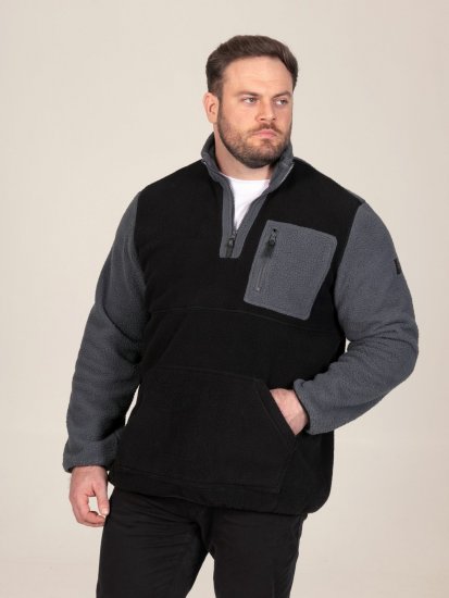 D555 Daly Quarter Zip Fleece Sweatshirt Zwart/Grijs - Sweaters & hoodies - Sweaters & Hoodies Grote Maten Heren
