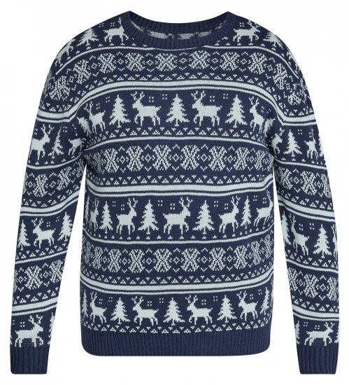 North Latitude 63144 Fjell Reindeer Knit Navyblauw - Sweaters & hoodies - Sweaters & Hoodies Grote Maten Heren