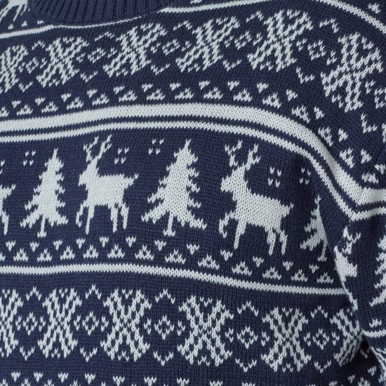 North Latitude 63144 Fjell Reindeer Knit Navyblauw - Sweaters & hoodies - Sweaters & Hoodies Grote Maten Heren