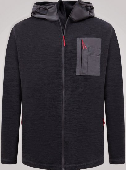 D555 Damien Micro Fleece Zip Through Hoody Zwart/Grijs - Sweaters & hoodies - Sweaters & Hoodies Grote Maten Heren