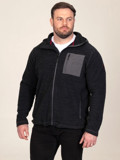 D555 Damien Micro Fleece Zip Through Hoody Zwart/Grijs - Sweaters & hoodies - Sweaters & Hoodies Grote Maten Heren