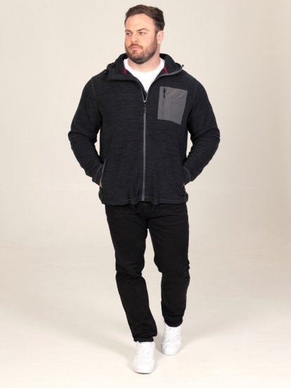 D555 Damien Micro Fleece Zip Through Hoody Zwart/Grijs - Sweaters & hoodies - Sweaters & Hoodies Grote Maten Heren
