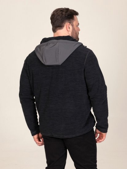 D555 Damien Micro Fleece Zip Through Hoody Zwart/Grijs - Sweaters & hoodies - Sweaters & Hoodies Grote Maten Heren